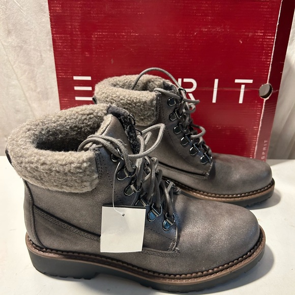 Espirit plat um color leather boots with faux fur size 6.5 NWT - Picture 2 of 6